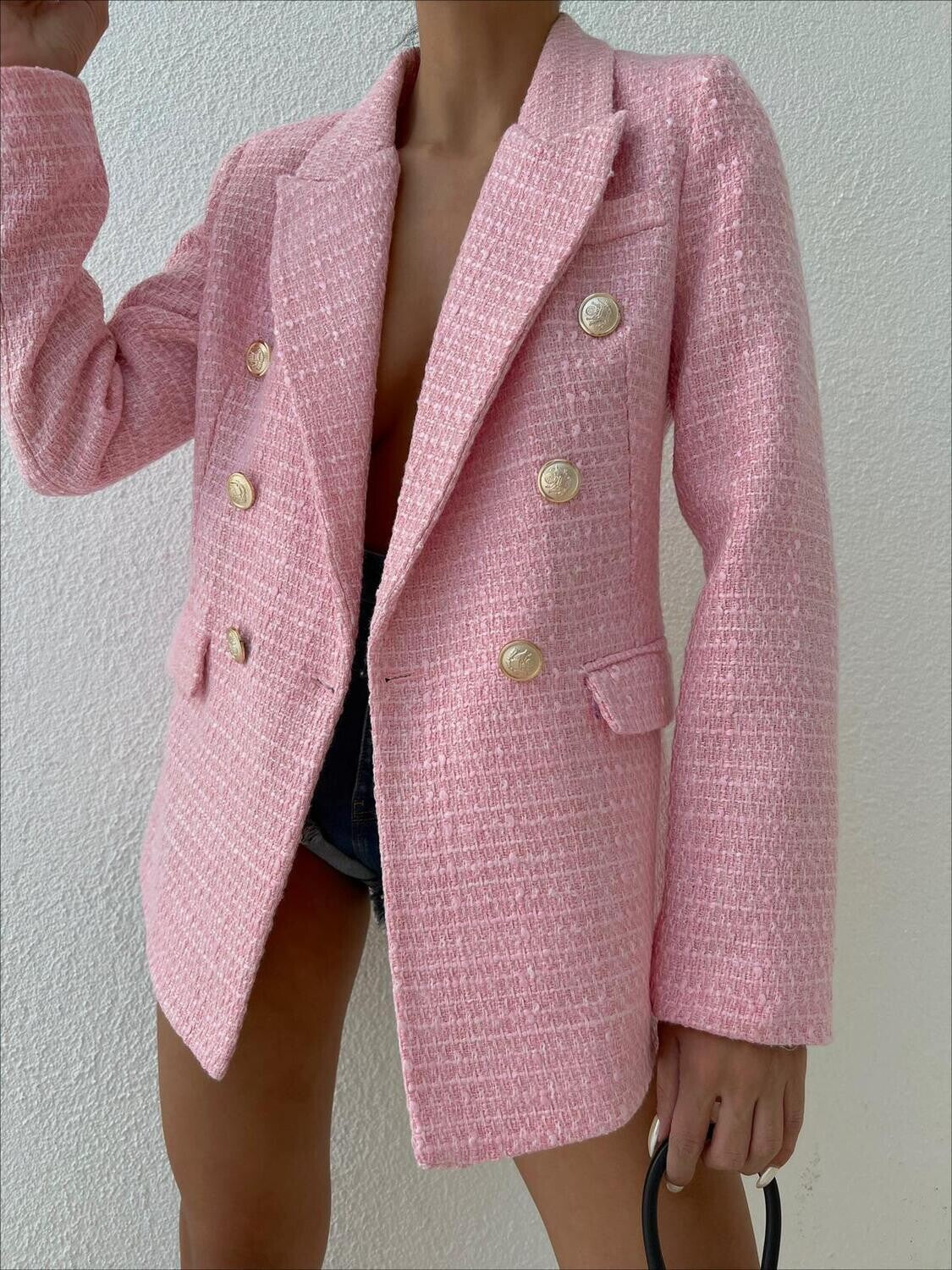 Blazer mit Strukturmuster und goldenen Knöpfen