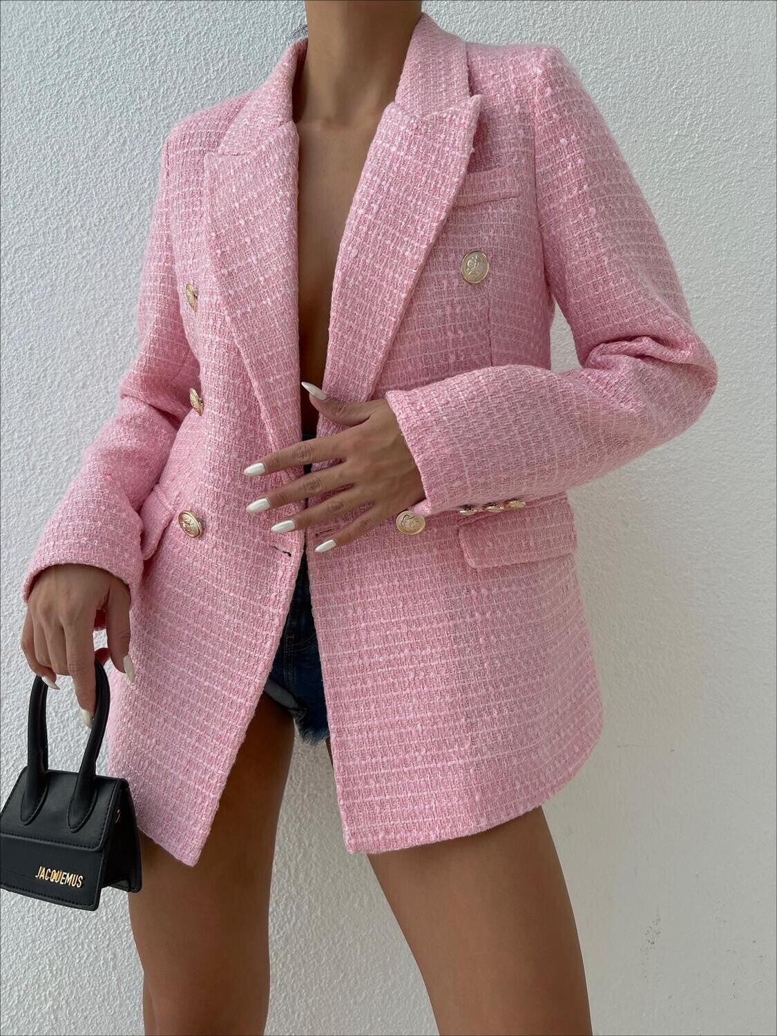 Blazer mit Strukturmuster und goldenen Knöpfen