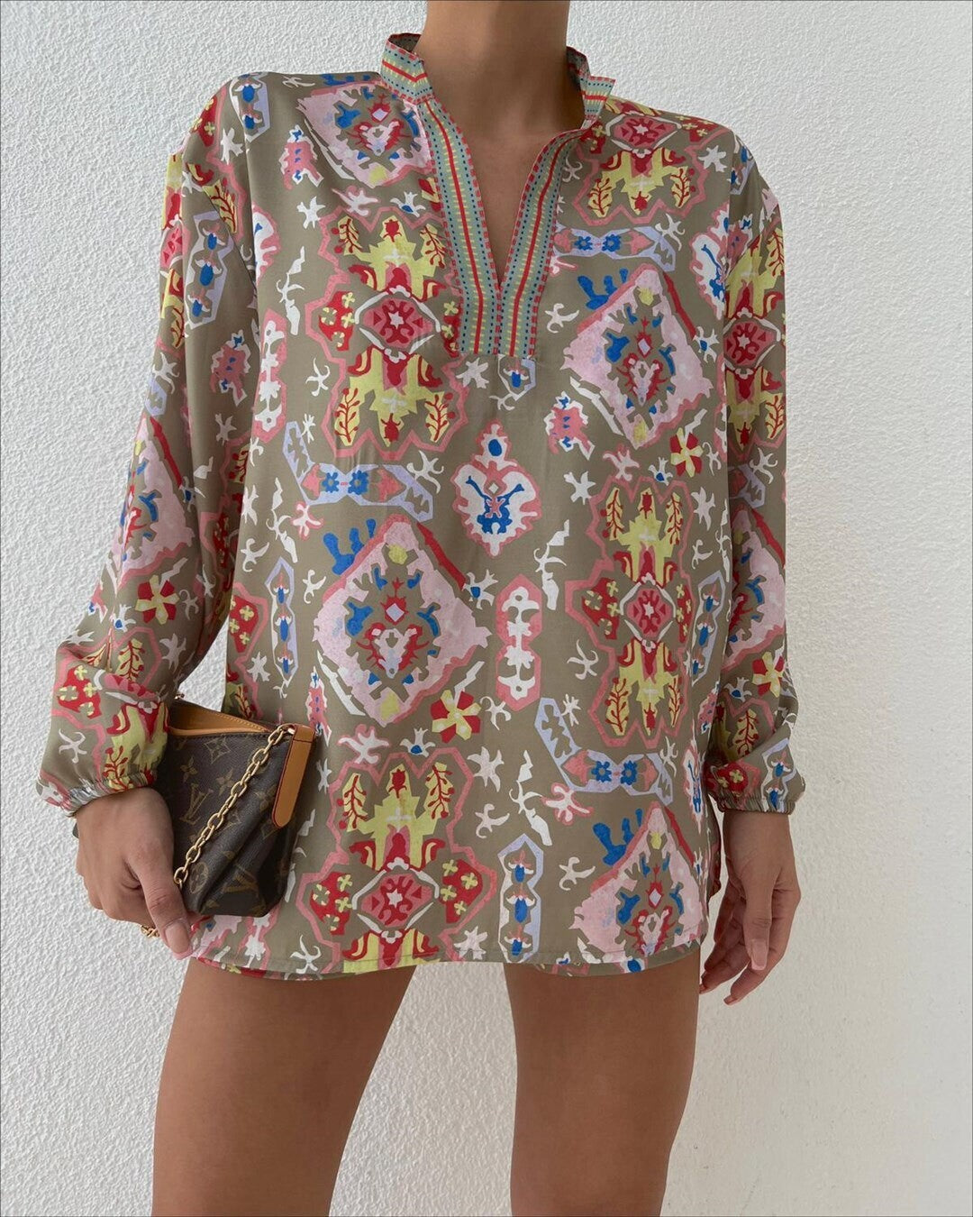 patterned shirt and shorts set