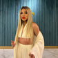 3-teiliges Set aus Kimono, Crop-Top und langer Hose